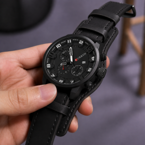 Curren Men Pure Leather Sports Watch With Date
