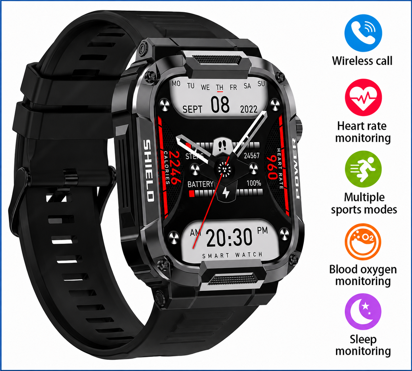 Rugged Sports Bluetooth Smartwatch