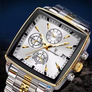 Poedagar Men Chronograph Watch With Night Vision and Calendar