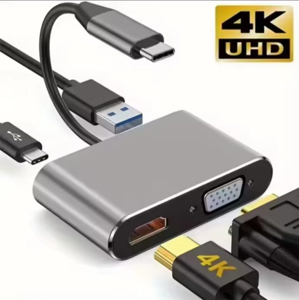 4IN1 USB Hub With VGA HDMI USB A USBC ports