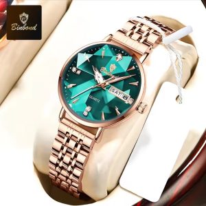 Ladies Elegant Shiny Stone Watch With Calender