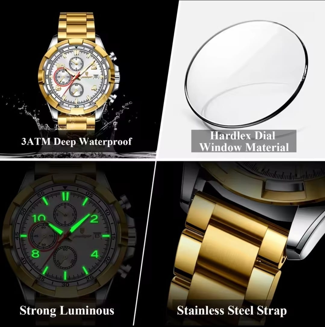 Poedagar Gold Edition Chronograph Watch - Image 3