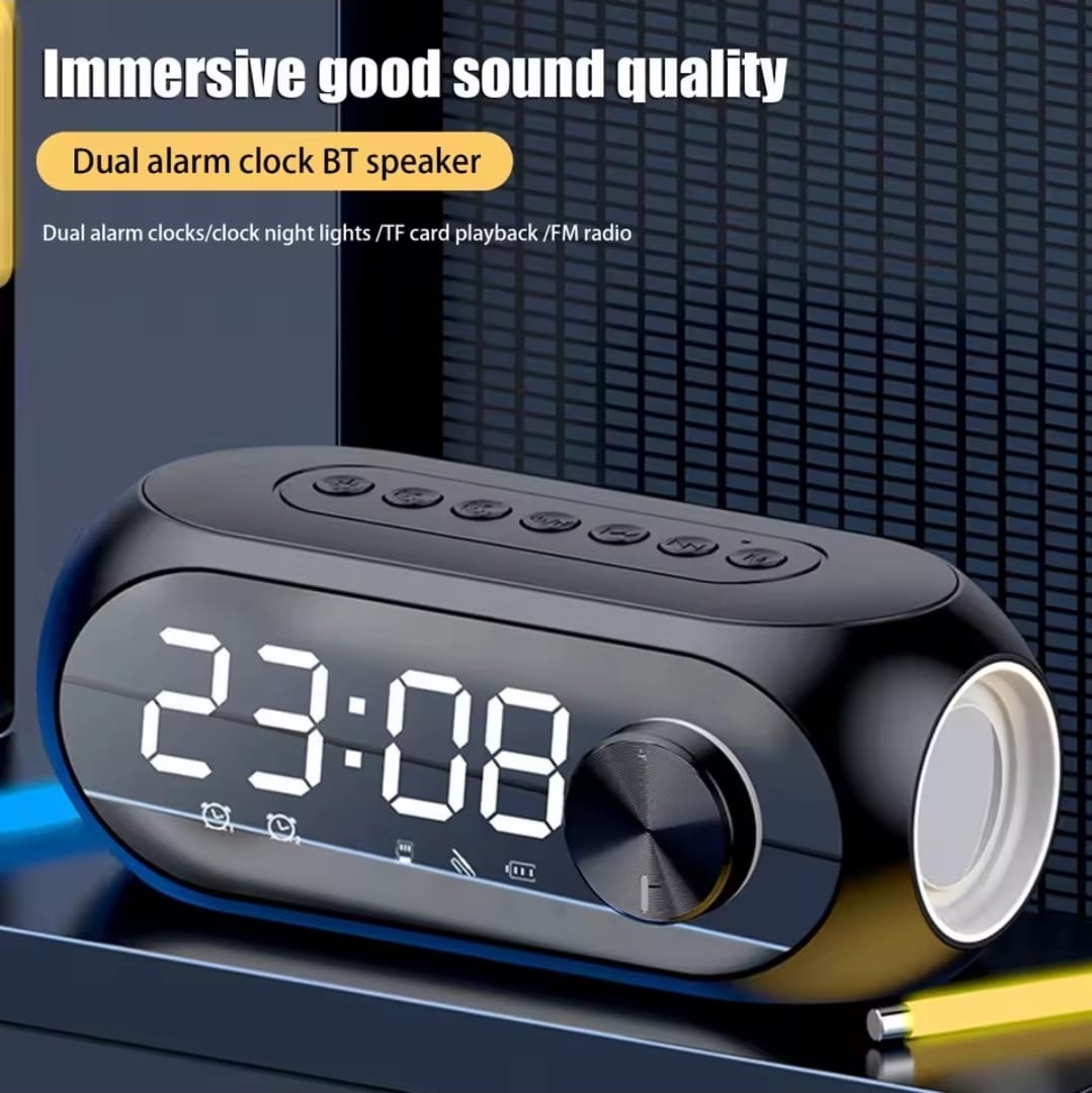 HD Bluetooth Speaker With Live Clock And Alarm