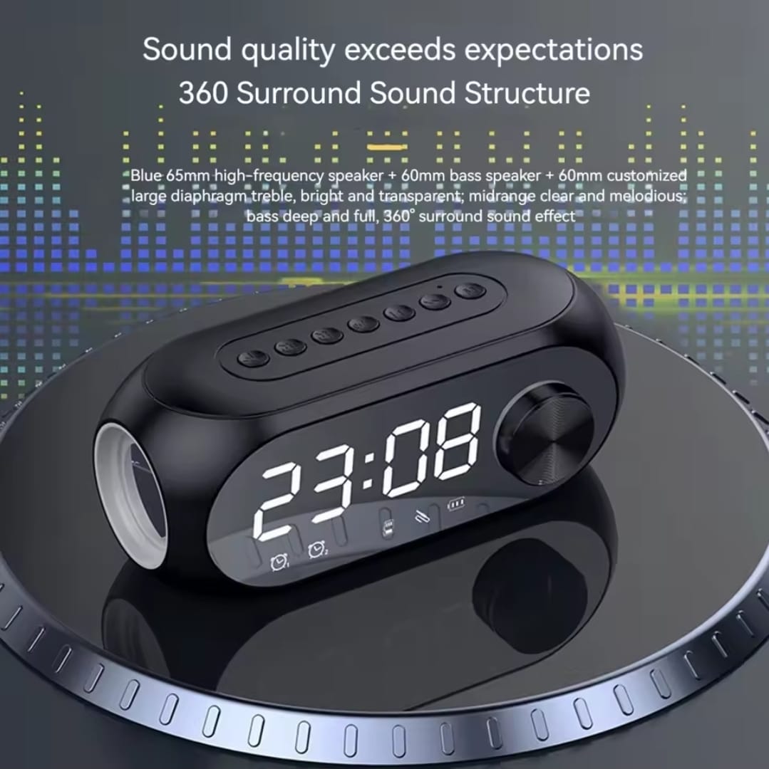 HD Bluetooth Speaker With Live Clock And Alarm - Image 2