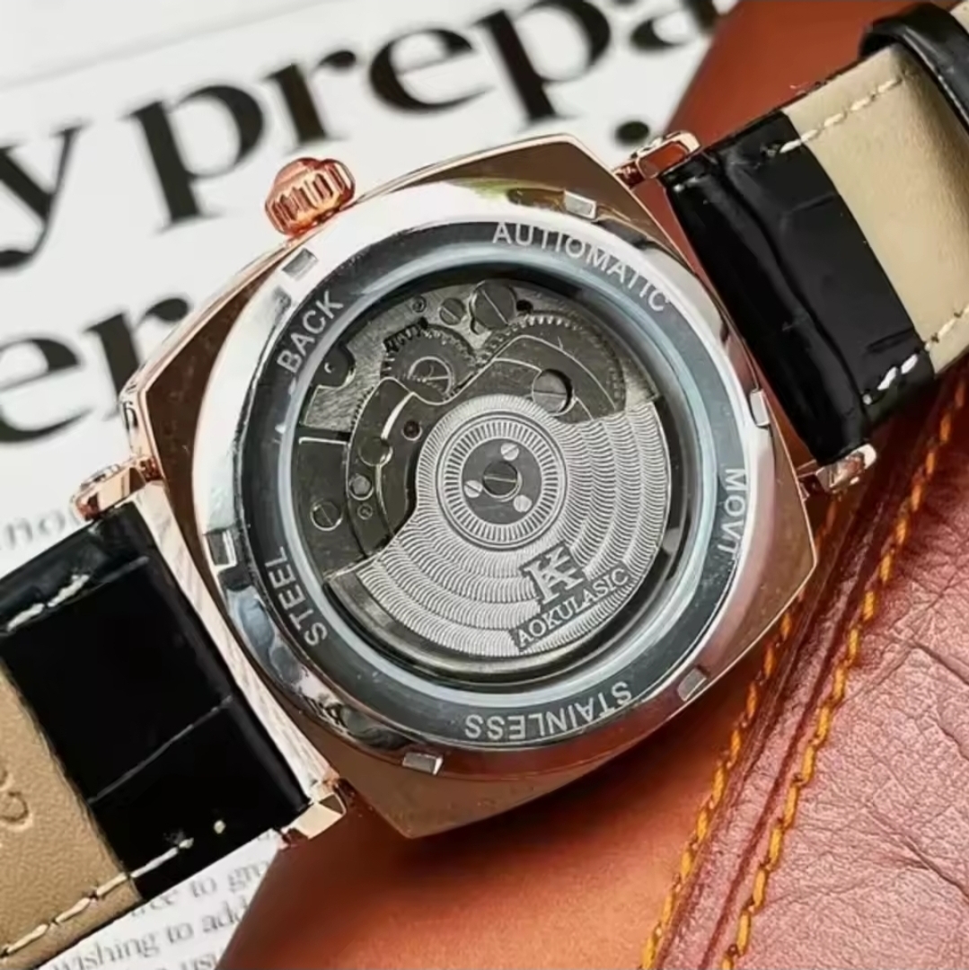 Men Executive Automatic Official Leather Strap Watch - Image 3