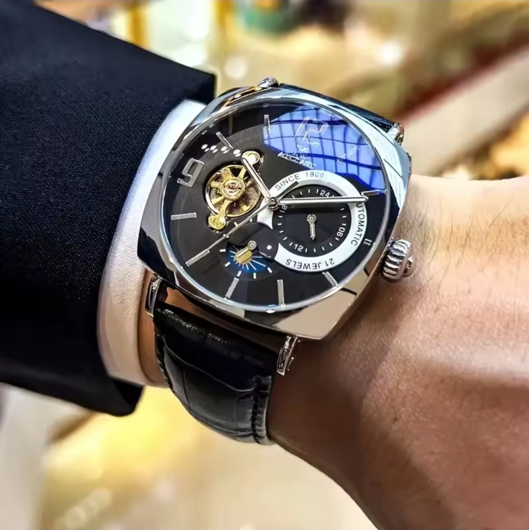 Men Executive Automatic Official Leather Strap Watch - Image 2